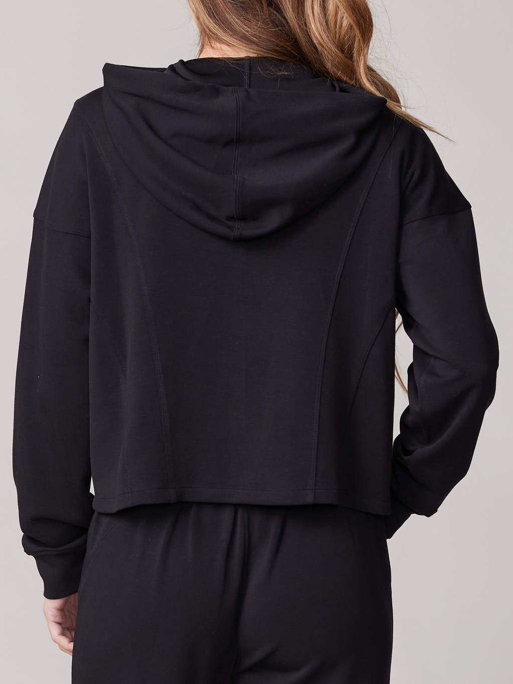 Seam Zipped Hoodie - Black