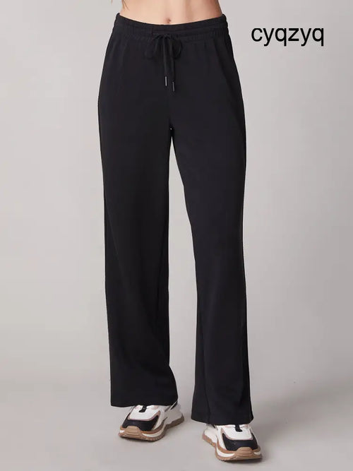 Athletic Striped Pants - Black - Active Pants and Leggings