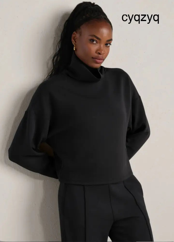 Dream Glow Mock Neck - Pure Black Heather - Active Outerwear