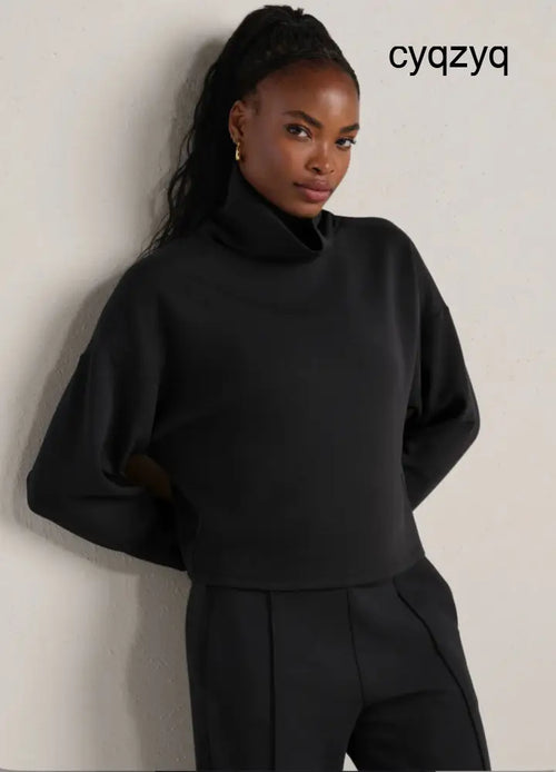 Dream Glow Mock Neck - Pure Black Heather - Active Outerwear