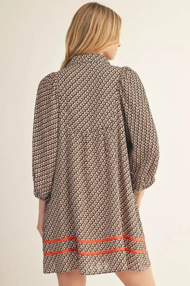 Geo Print Mini Dress - Orange - Mini Dress