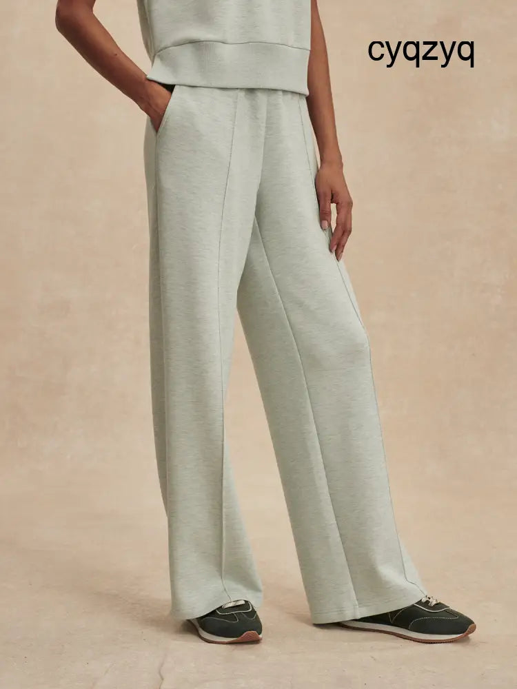 The Wide Leg Pant 30in - Mint Green Marl - Active Pants and Leggings